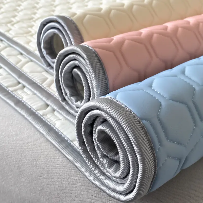 New Thicken Latex Filling Bed Sheet Set Cool Feeling Fabric Summer Mat and Pillowcases Breathable Ice Silk Cooling Mat for Bed