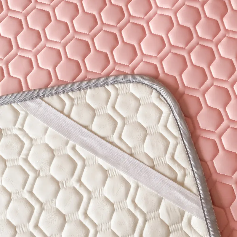 New Thicken Latex Filling Bed Sheet Set Cool Feeling Fabric Summer Mat and Pillowcases Breathable Ice Silk Cooling Mat for Bed