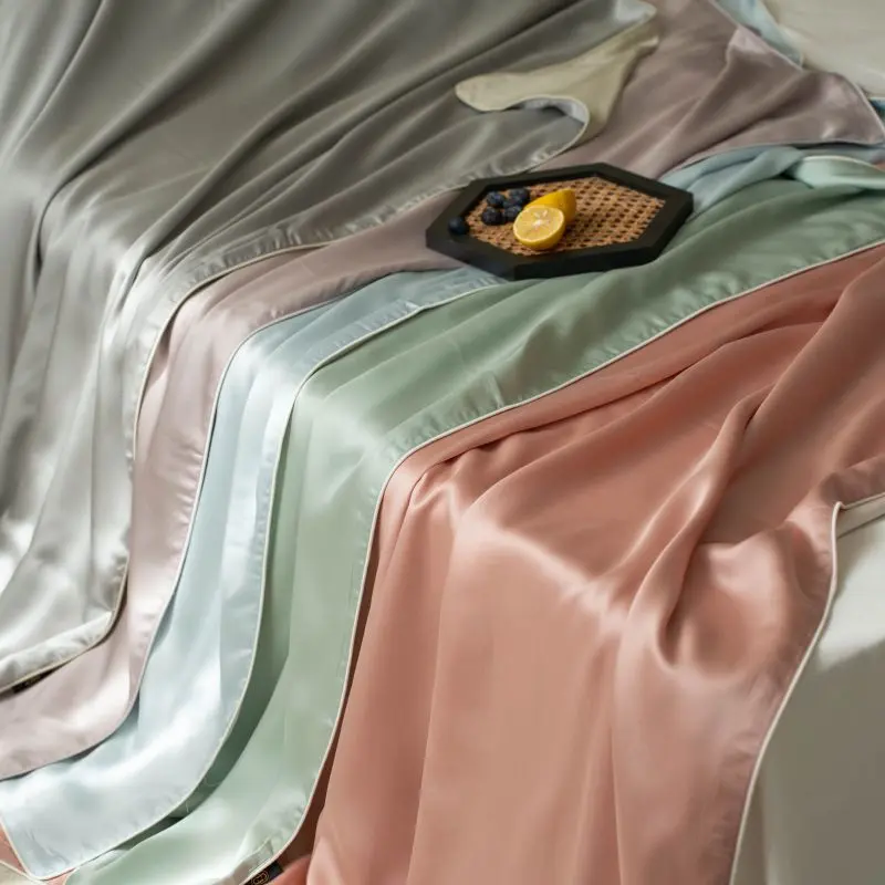 High-end 100% Lyocell Fiber Summer Cooling Blanket Pure Natural Plant Shawl Blankets Soft Breathable Skin-friendly Nap Blanket