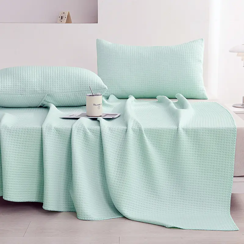 High-end Waffle Plaid Ice Silk Summer Blanket for Bed Double Side Cool Feel Silk Air Conditioning Quilt Cooling Duvet Comforter