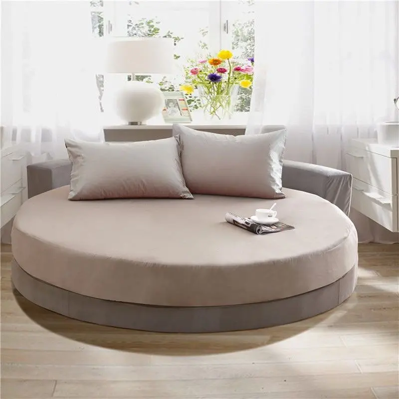 100% Cotton Round Fitted Bed Sheet Set or 1 Pcs Round Bed Sheet with Elastic Strap Pure Cotton Bedsheet and Pillowcases Hotel