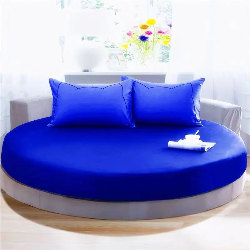 100% Cotton Round Fitted Bed Sheet Set or 1 Pcs Round Bed Sheet with Elastic Strap Pure Cotton Bedsheet and Pillowcases Hotel