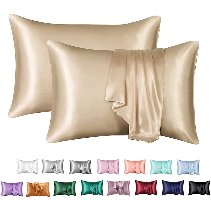 Zeby Luxury Silky Pillowcase Soft Comfortable Smooth Satin Pillow Cases High End Solid King Pillow Cover Home Queen Pillowcases