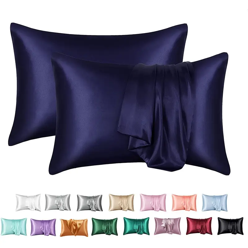 Zeby Luxury Silky Pillowcase Soft Comfortable Smooth Satin Pillow Cases High End Solid King Pillow Cover Home Queen Pillowcases