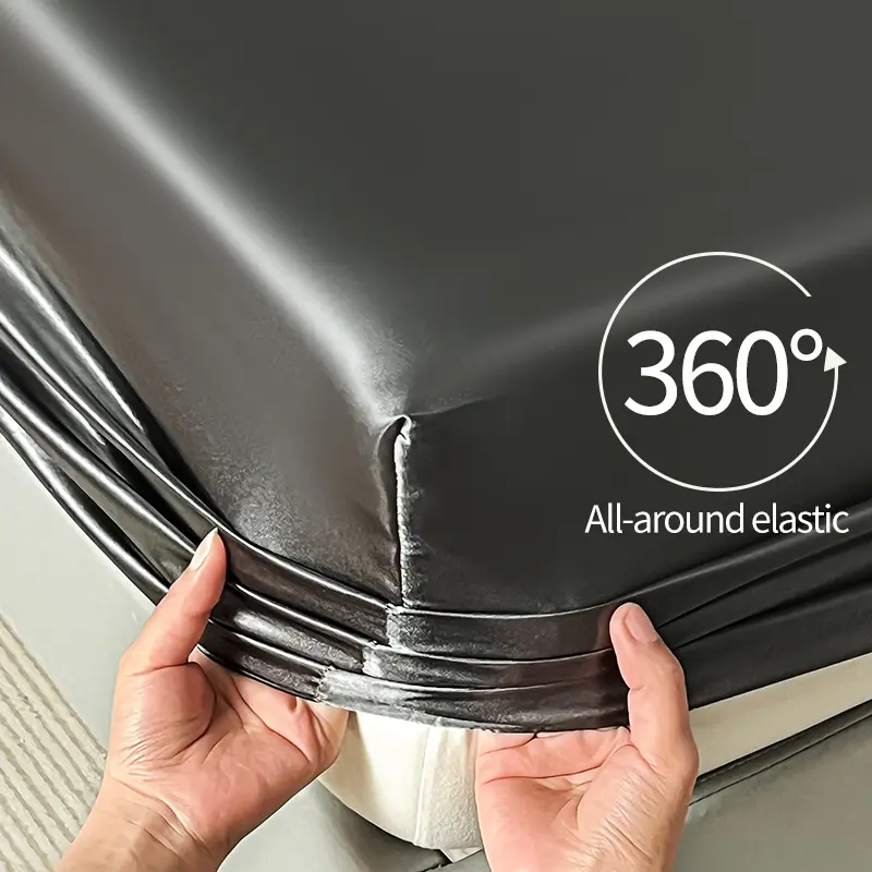 Imitation Silk Satin Fitted Sheet Set Soft Silky Bed Sheet with Elastic Band King Size Bedsheet Sets Mattress Protector Cover