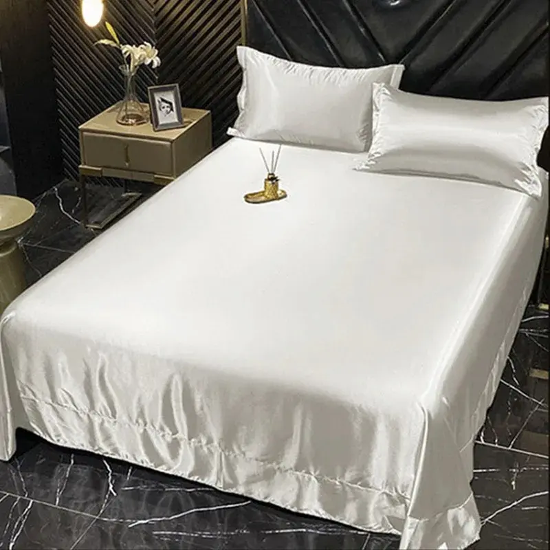 High-end Blending Natural Mulberry Silk Bedding Set Luxury Silky Queen Duvet Cover Set with Flat Sheet Quilt Cover Pillowcases