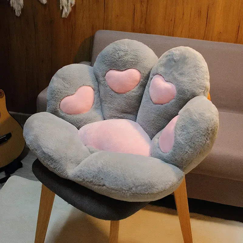 Lovely Plush Cat Paw Seat Cushion Soft Comfortable Plush Waist Support Chair Cushion Cute Office Chair Cushion Birthday Present