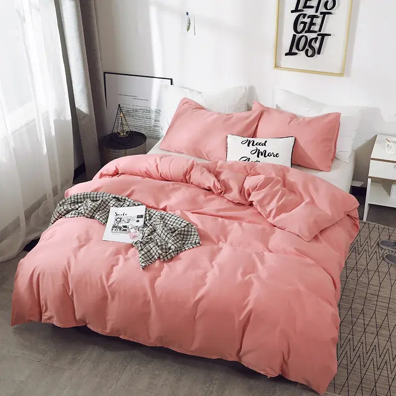 Modern Solid Brushed Duvet Cover Set Queen Soft Durable Home King Size Bedding Set Single Double Comfortable Quilt Cover Sets