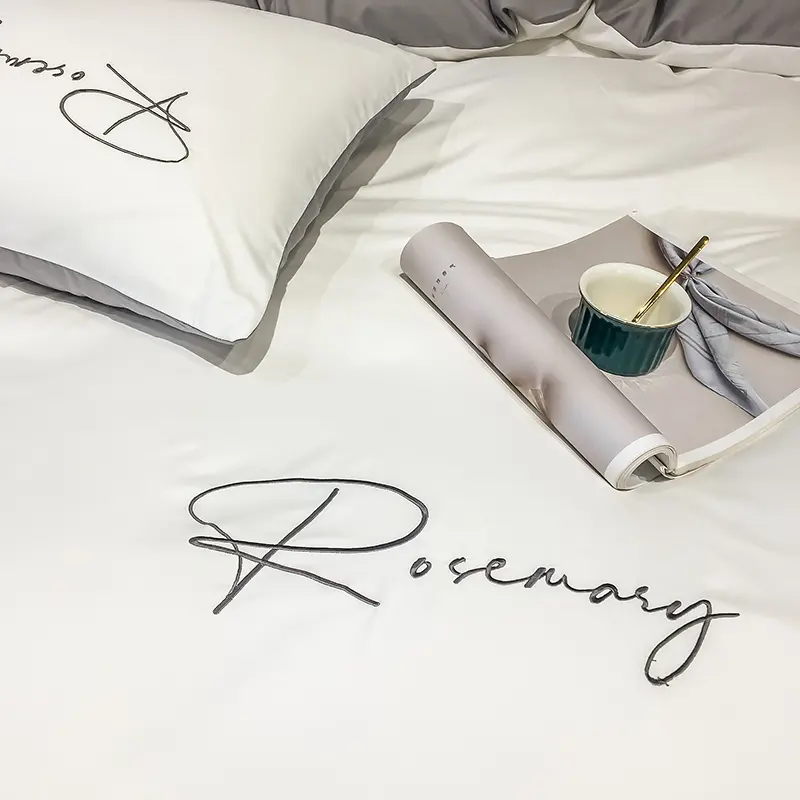 High-quality Embroidered Queen Bedding Set King Size Soft Skin Friendly Duvet Cover Set with Bed Sheet Simple Blanket Cover Sets