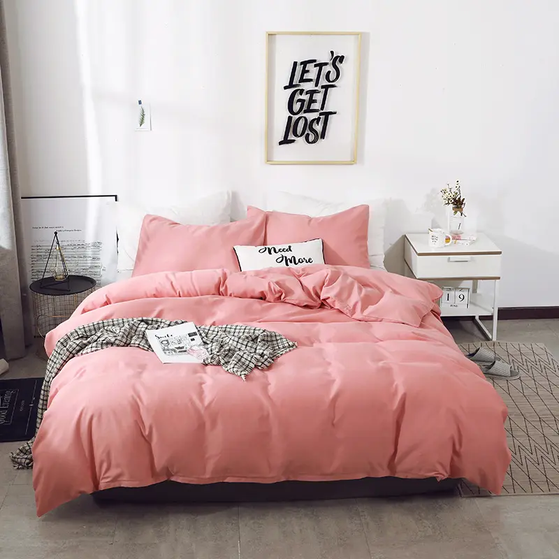 Modern Solid Brushed Duvet Cover Set Queen Soft Durable Home King Size Bedding Set Single Double Comfortable Quilt Cover Sets