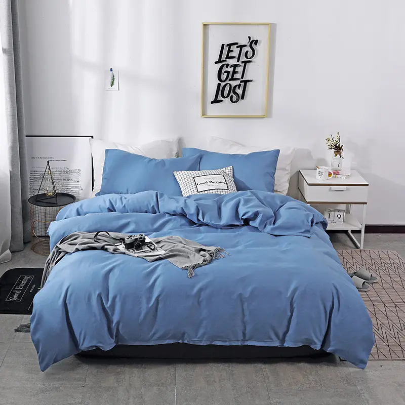 Modern Solid Brushed Duvet Cover Set Queen Soft Durable Home King Size Bedding Set Single Double Comfortable Quilt Cover Sets