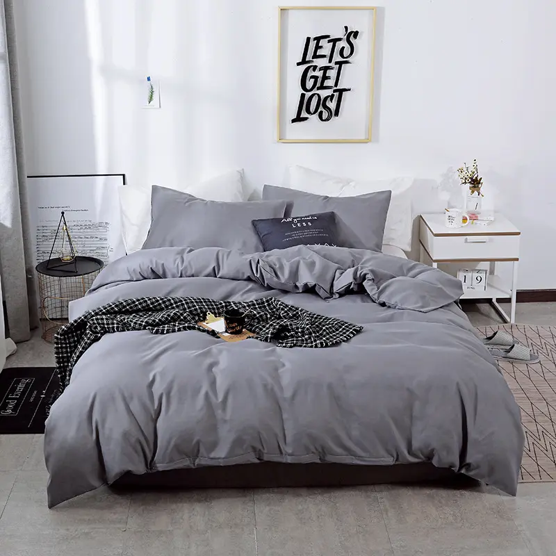 Modern Solid Brushed Duvet Cover Set Queen Soft Durable Home King Size Bedding Set Single Double Comfortable Quilt Cover Sets