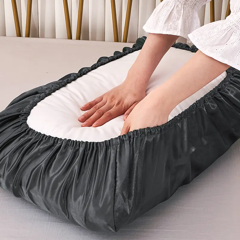 Luxury Imitation Silk Elastic Band Pillow Cover Solid Comfortable Smooth Satin Pillowcase Queen High End King Size Pillow Cases