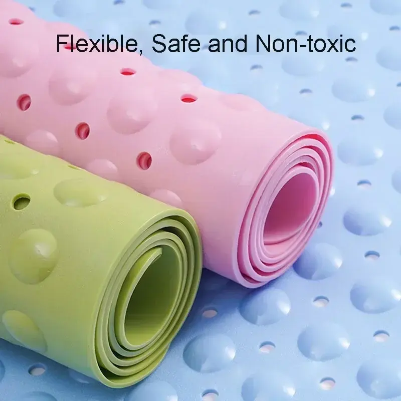 Healthy Non-toxic Large Bath Mat Safety Non-slip Suction Cup Bathroom Shower Mat Foot Massage Bath Rug Eco-Friendly Bath Mats