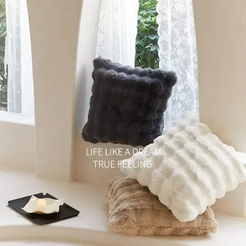 High-end Tuscan Imitation Fur Throw Pillow Luxury High Grade Sofa Cushion Super Soft  Plush Seat Cushion/Back Cushions Pillows
