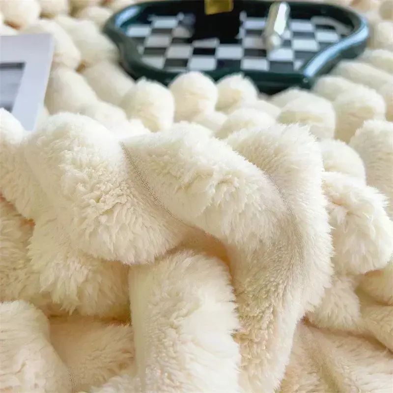 Imitation Rabbit Velvet Spring Autumn Warm Blankets or Blanket and Pillowcase Soft Fluffy Warmth Throw Blankets for Sofa Napping