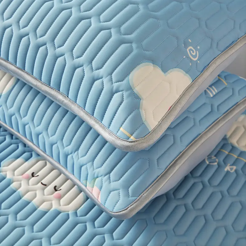 Natural Latex Thickened Summer Mat for Bed Cool Feeling Ice Silk Matress Cover and Pillowcase Soft Breathable Cooling Mat Summer