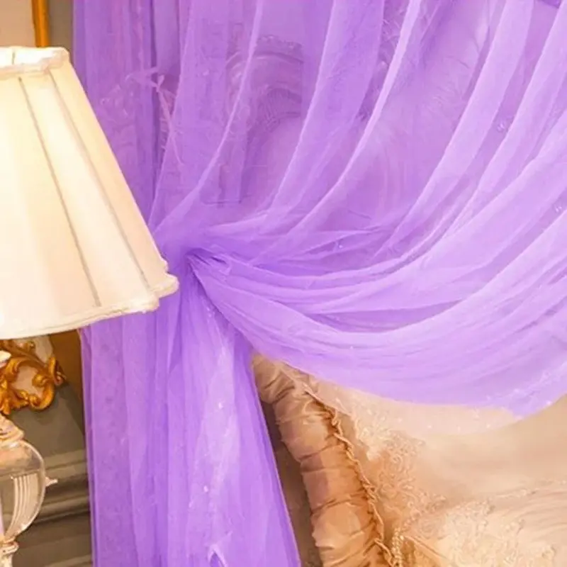 Embroidery Lace Pleated Mosquito Net for Bed Square Romantic Queen Double Bed Net Canopy Stainless Steel Bracket Not Included