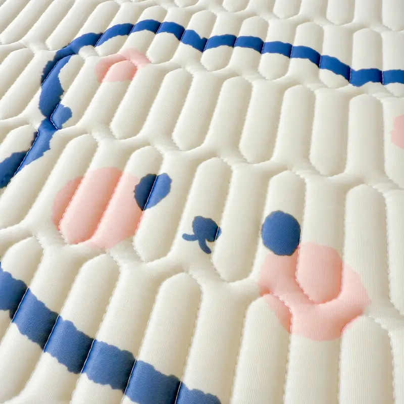 New Print Natural Latex Filling Summer Bed Sheet Set Cool Feeling Silk Thicken Bed Pad and Pillowcase Soft Ice Silk Cooling Mat