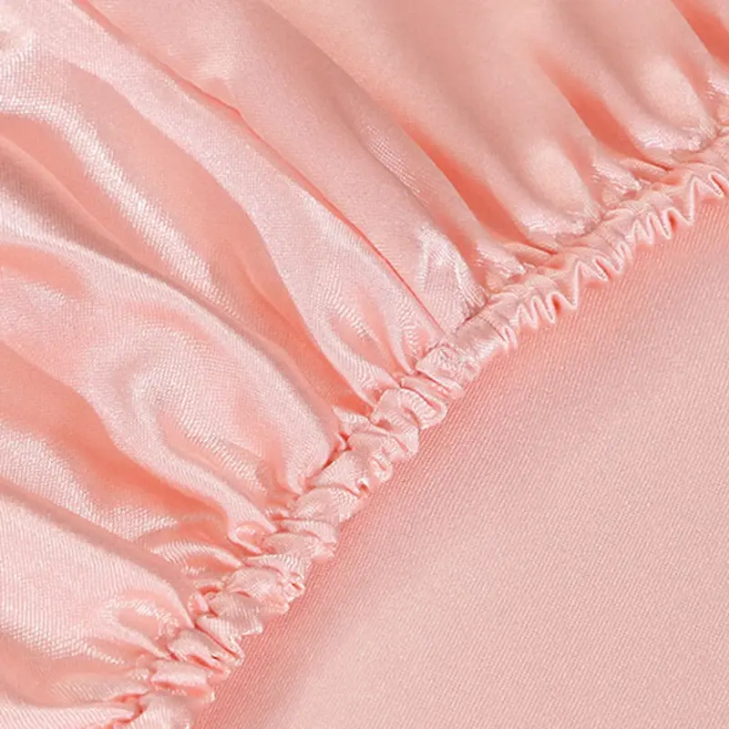 Luxury Mulberry Silk Fitted Bed Sheet Set Queen High-end Stain Soft Silk Bedsheet Set with Elastic Band King Szie Mattress Cover