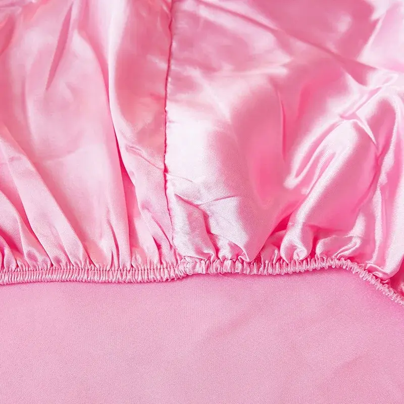 Luxury pure Satin Queen Bed Sheet Set High End Silky Home Bed Sheets Pillow Cover Single Double Fitted Sheet with Elastic Band