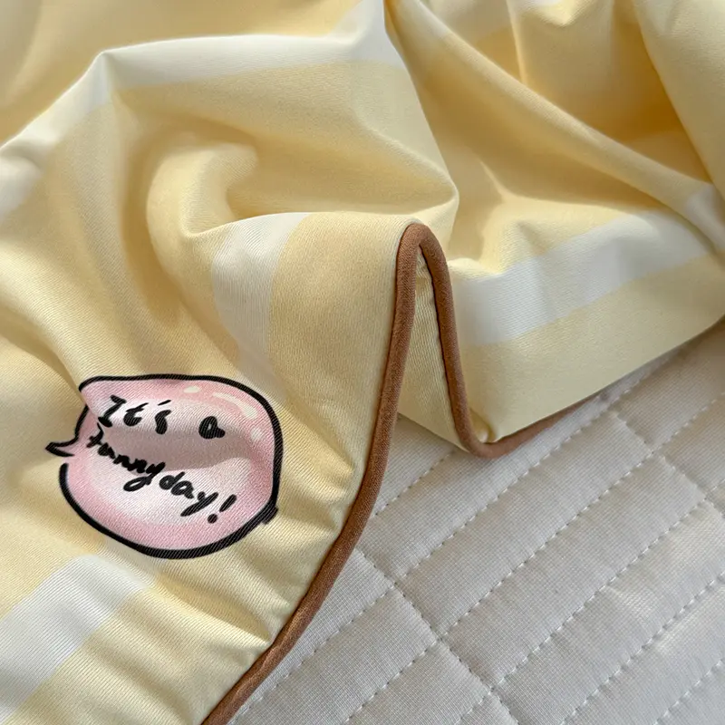 High-end Cartoon Ice Silk Summer Blanket for Bed Double Side Cool Feeling Silk Air Conditioning Quilt Lightweight Cooling Duvet