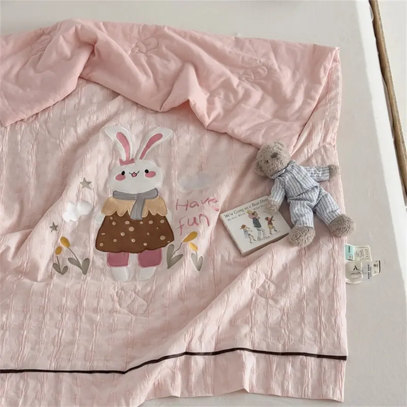 100% Cotton Three-layer Yarn Fabric Summer Autumn Blanket Children Soft Skin-friendly Kid Quilt Breathable Duvet Child or Adult