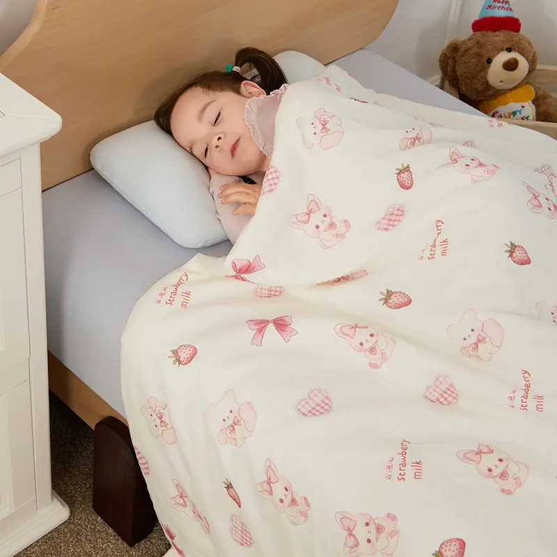 High-end Mulberry Silk Summer Quilt for Children Skin-friendly Anti-mosquito Child Summer Blanket Soft Cotton Fabric Kid Duvet