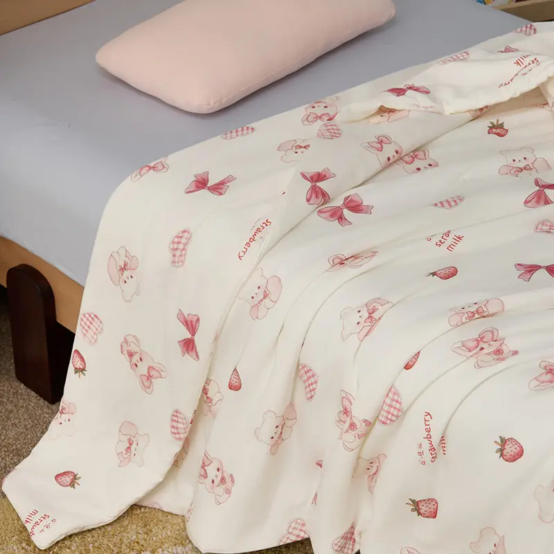 High-end Mulberry Silk Summer Quilt for Children Skin-friendly Anti-mosquito Child Summer Blanket Soft Cotton Fabric Kid Duvet