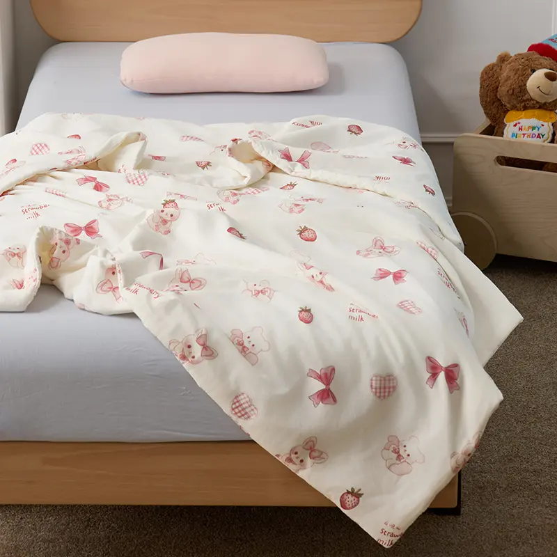 High-end Mulberry Silk Summer Quilt for Children Skin-friendly Anti-mosquito Child Summer Blanket Soft Cotton Fabric Kid Duvet