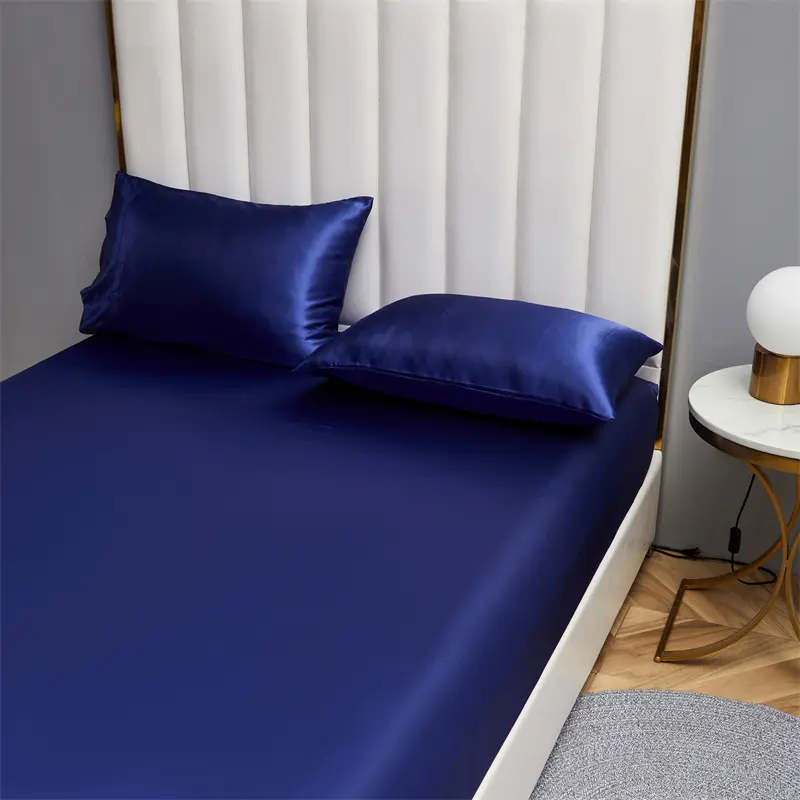 Luxury Satin Queen Size Bed Sheet Soft Silky Fitted Sheet King Size High-end Skin-friendly Elastic Band Bedsheet No Pillowcase
