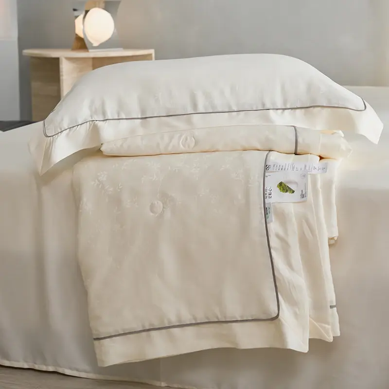 Ultra-high-end 100% Lyocell Jacquard Summer Blanket Set or 1 Pcs Natural Plant Fabric Cooling Quilt Mulberry Silk Fill Comforter