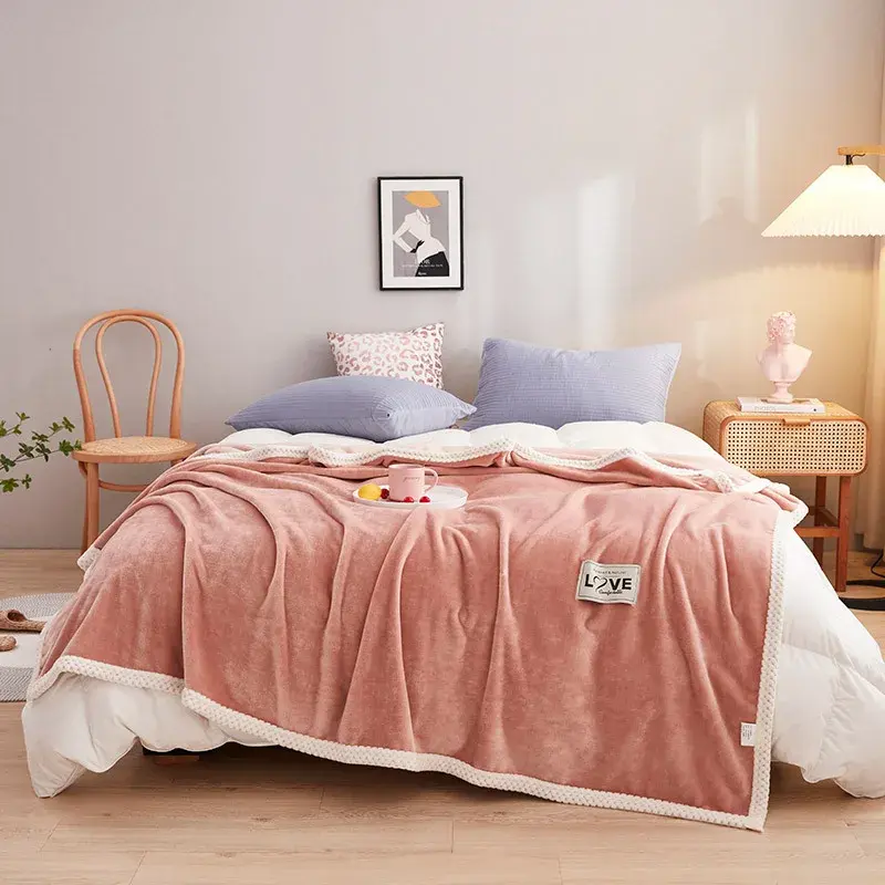New Milk Velvet Autumn Winter Blanket for Bed Thick Flannel Weighted Blankets Soft Comfortable Warm Plush Blankets for Bed Sofa