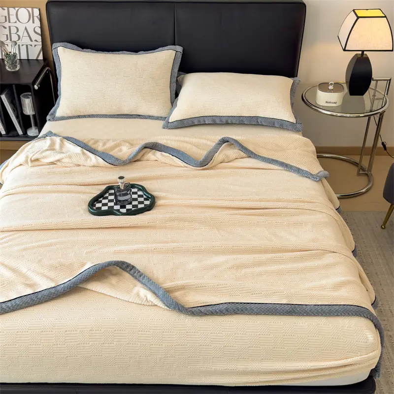 IEncrypted Carved Velvet Autumn Winter Warm Blanket for Bed Soft Warmth Sofa Blankets for Thorw Comfortable Breathable Bed Sheet