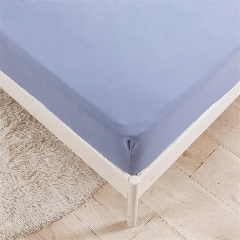 Soft Skin-friendly Fitted Sheet Set Solid Color Single Double Bed Sheet and Pillowcases Elastic Band Bedsheet Mattress Cover