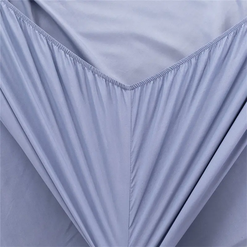 Soft Skin-friendly Fitted Sheet Set Solid Color Single Double Bed Sheet and Pillowcases Elastic Band Bedsheet Mattress Cover