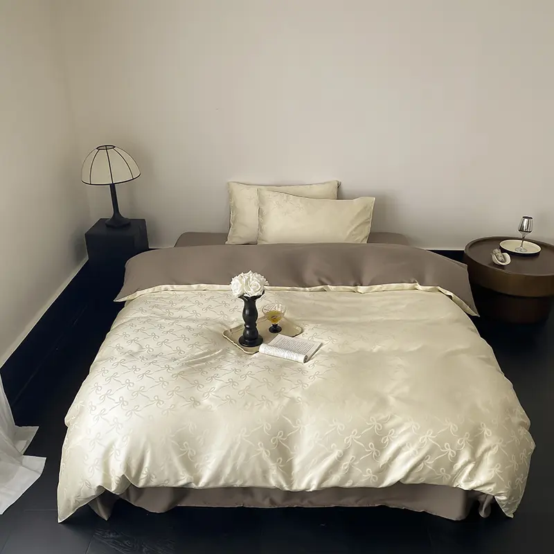 High-end Tribute Satin 100% Cotton Bedding Set Luxury Skin-friendly Duvet Cover Set with Sheets Simple Comfortable Quilt Covers