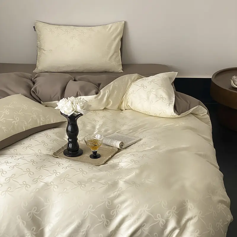 High-end Tribute Satin 100% Cotton Bedding Set Luxury Skin-friendly Duvet Cover Set with Sheets Simple Comfortable Quilt Covers