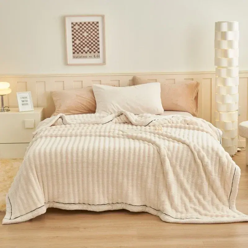 Imitation Rabbit Plush Autumn Winter Warm Blankets for Bed Soft Fluffy Comfortable Blankets Absorbent Breathable Warmth Blanket