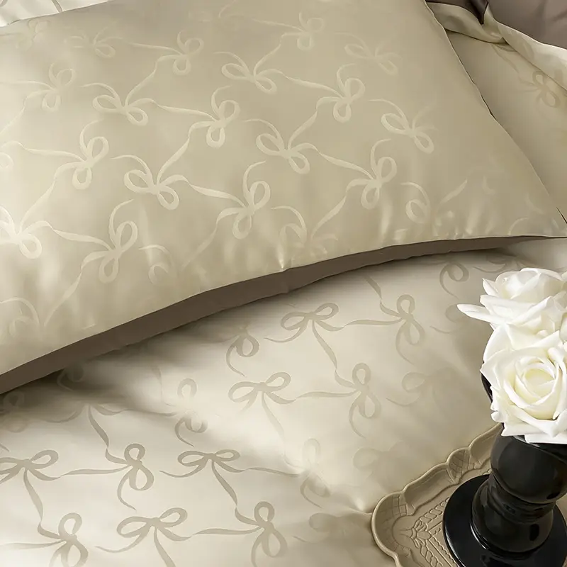 High-end Tribute Satin 100% Cotton Bedding Set Luxury Skin-friendly Duvet Cover Set with Sheets Simple Comfortable Quilt Covers