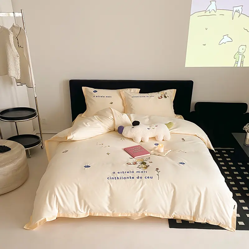 High-quality Brushed Bedding Set 100% Cotton Skin-friendly Duvet Cover Set with Sheets Soft Comfort Quilt Cover and Pillowcases