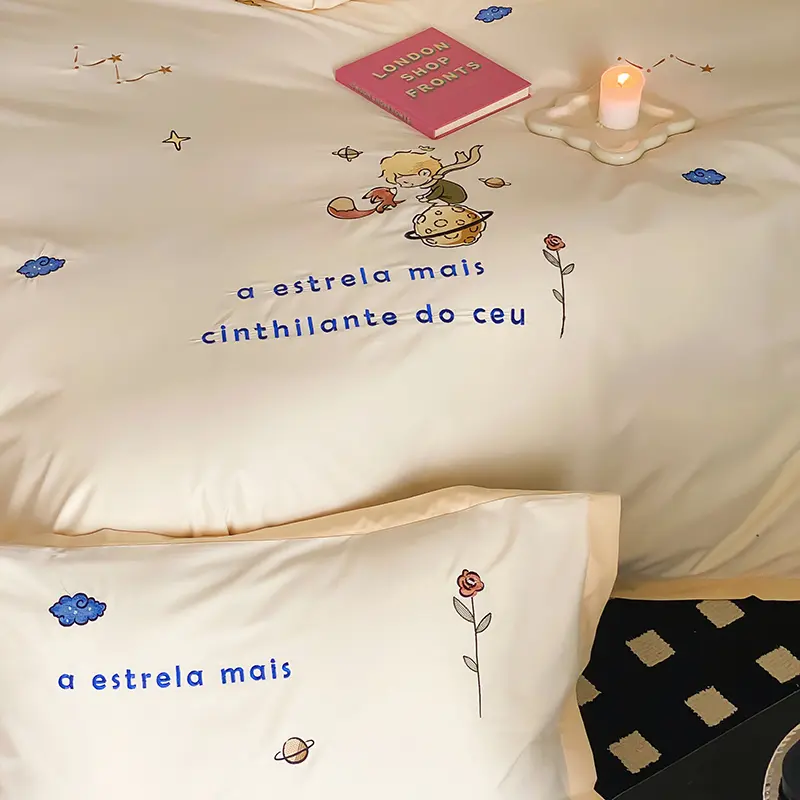 High-quality Brushed Bedding Set 100% Cotton Skin-friendly Duvet Cover Set with Sheets Soft Comfort Quilt Cover and Pillowcases
