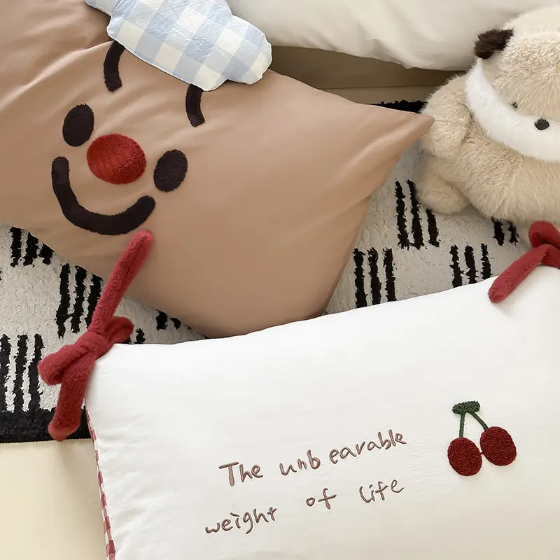 High-end Embroidered 100% Cotton Bedding Set King Size Soft Skin-friendly Duvet Cover Set Comfortable Quilt Cover and Pillowcase