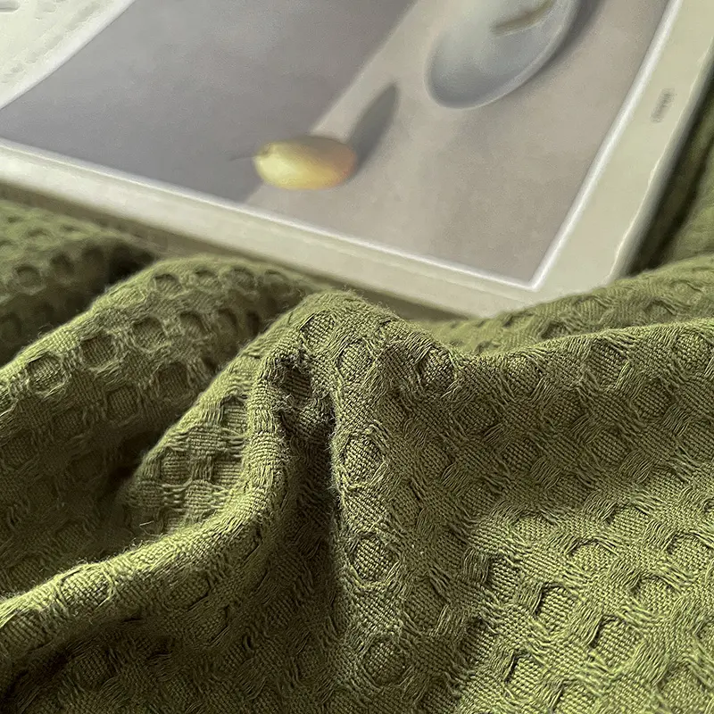 Simple Waffle Jacquard 100% Cotton Bedding Set Soft Comfortable Queen Duvet Cover Set with Sheets Quilt Cover and Pillowcases