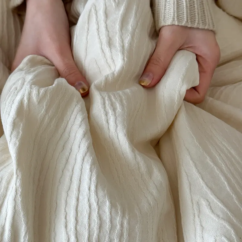 High-end Textured Jacquard 100% Cotton Bedding Set Soft Skin-friendly Duvet Cover Set with Sheets Simple Comfortable Quilt Cover