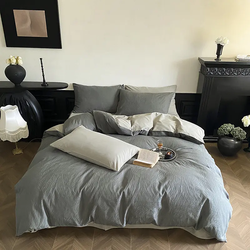 High-end Jacquard 100% Cotton Bedding Set Luxury Skin-friendly Duvet Cover Set with Sheets Hygroscopic Breathable Quilt Cover