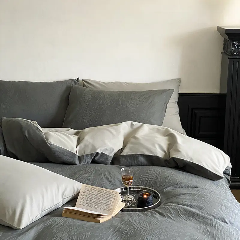 High-end Jacquard 100% Cotton Bedding Set Luxury Skin-friendly Duvet Cover Set with Sheets Hygroscopic Breathable Quilt Cover