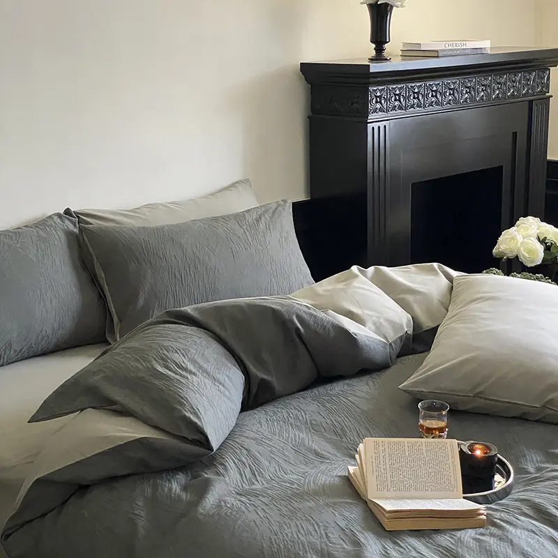 High-end Jacquard 100% Cotton Bedding Set Luxury Skin-friendly Duvet Cover Set with Sheets Hygroscopic Breathable Quilt Cover