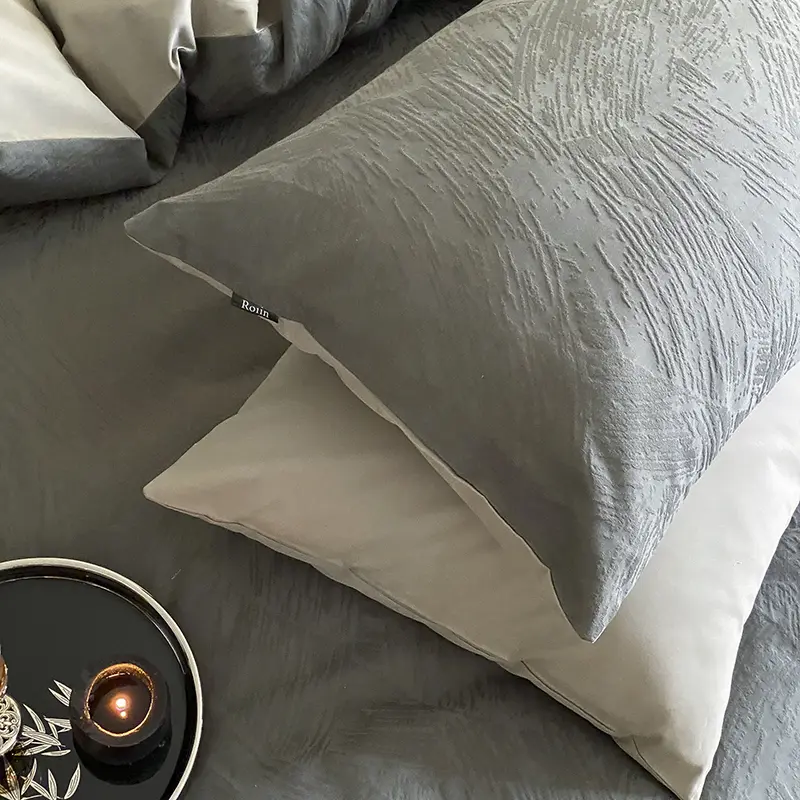 High-end Jacquard 100% Cotton Bedding Set Luxury Skin-friendly Duvet Cover Set with Sheets Hygroscopic Breathable Quilt Cover