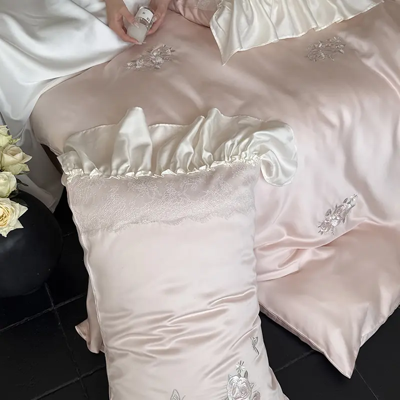 High-end Embroidered 100% Lycell Fibre Bedding Set Pure Plant Fibres Skin-friendly Duvet Cover Set Soft Quilt Cover Pillowcases